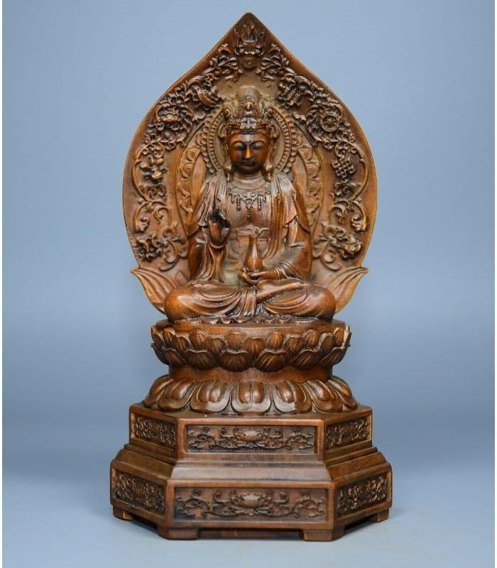 Handcrafted Boxwood Avalokitesvara Meditation Statue