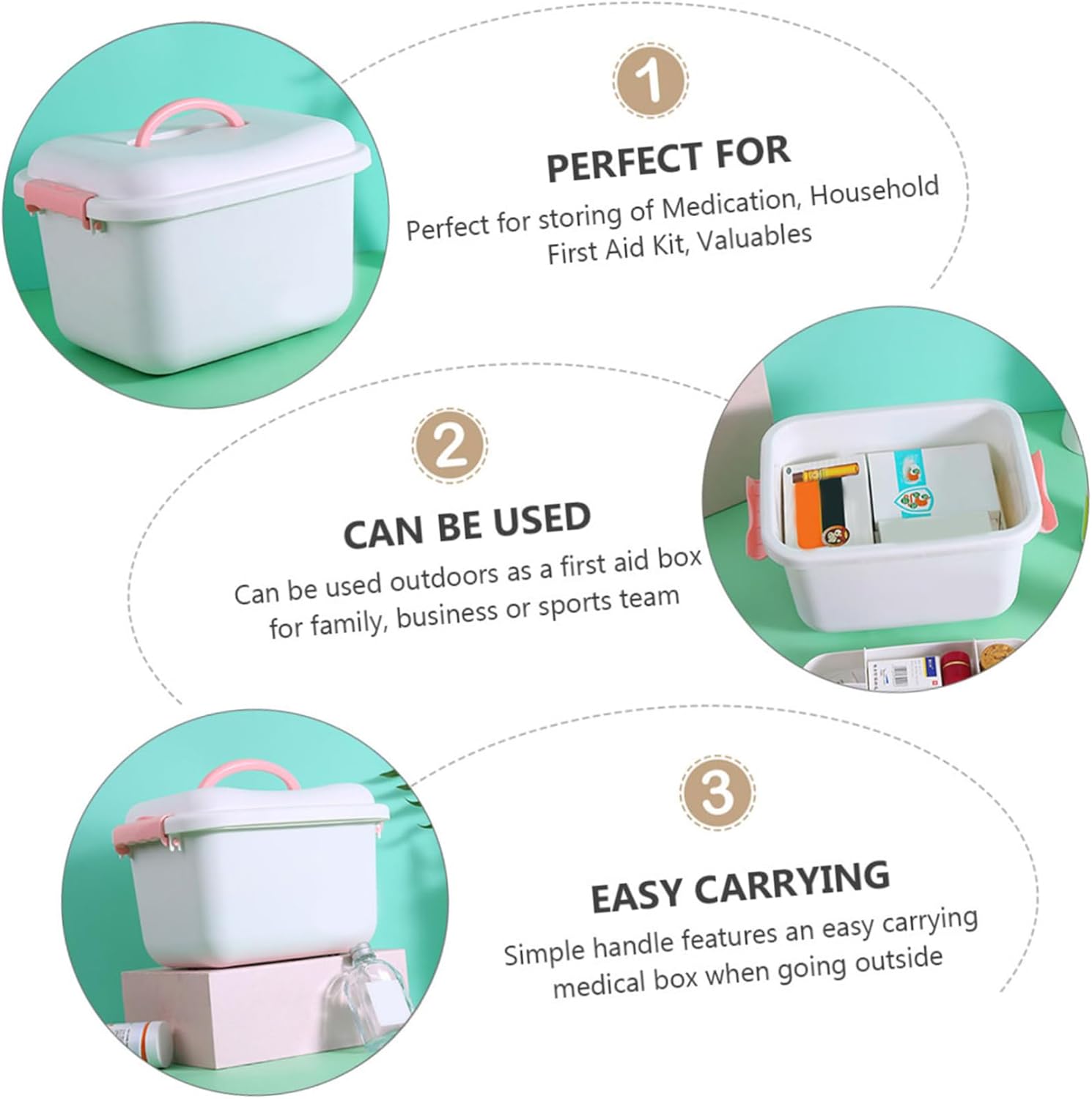 Outanaya 1Pc Medicine Cabinet Storage Box for Medication and Emergency Supplies