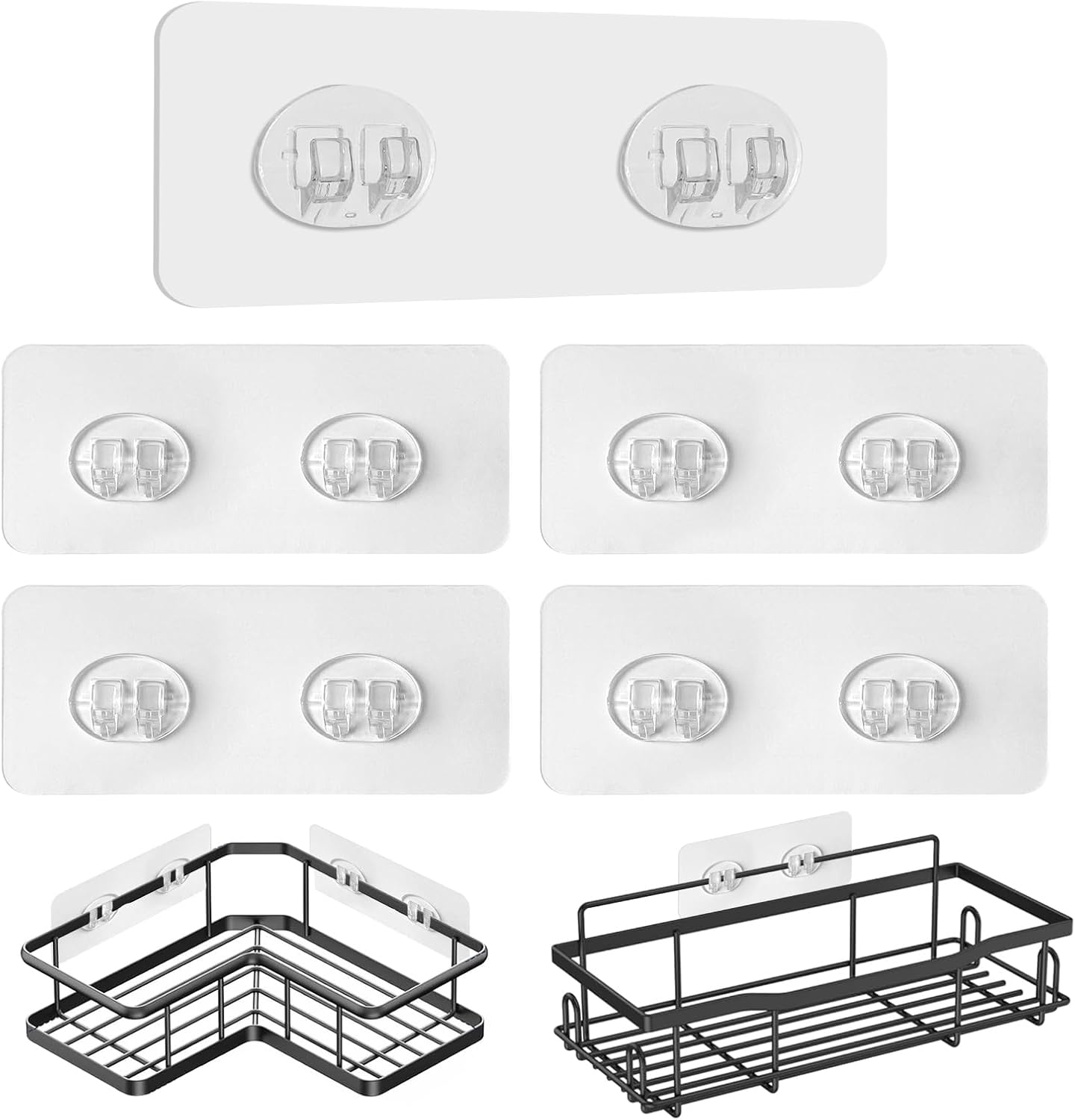 LSOSVSEU Shower Caddy Adhesive Hooks 5Pcs Triple Double Hooks