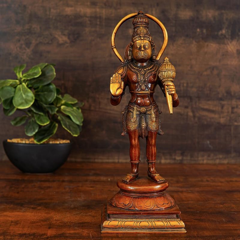 Statuestudio Hanuman Idol Orange Patina 14 Inch