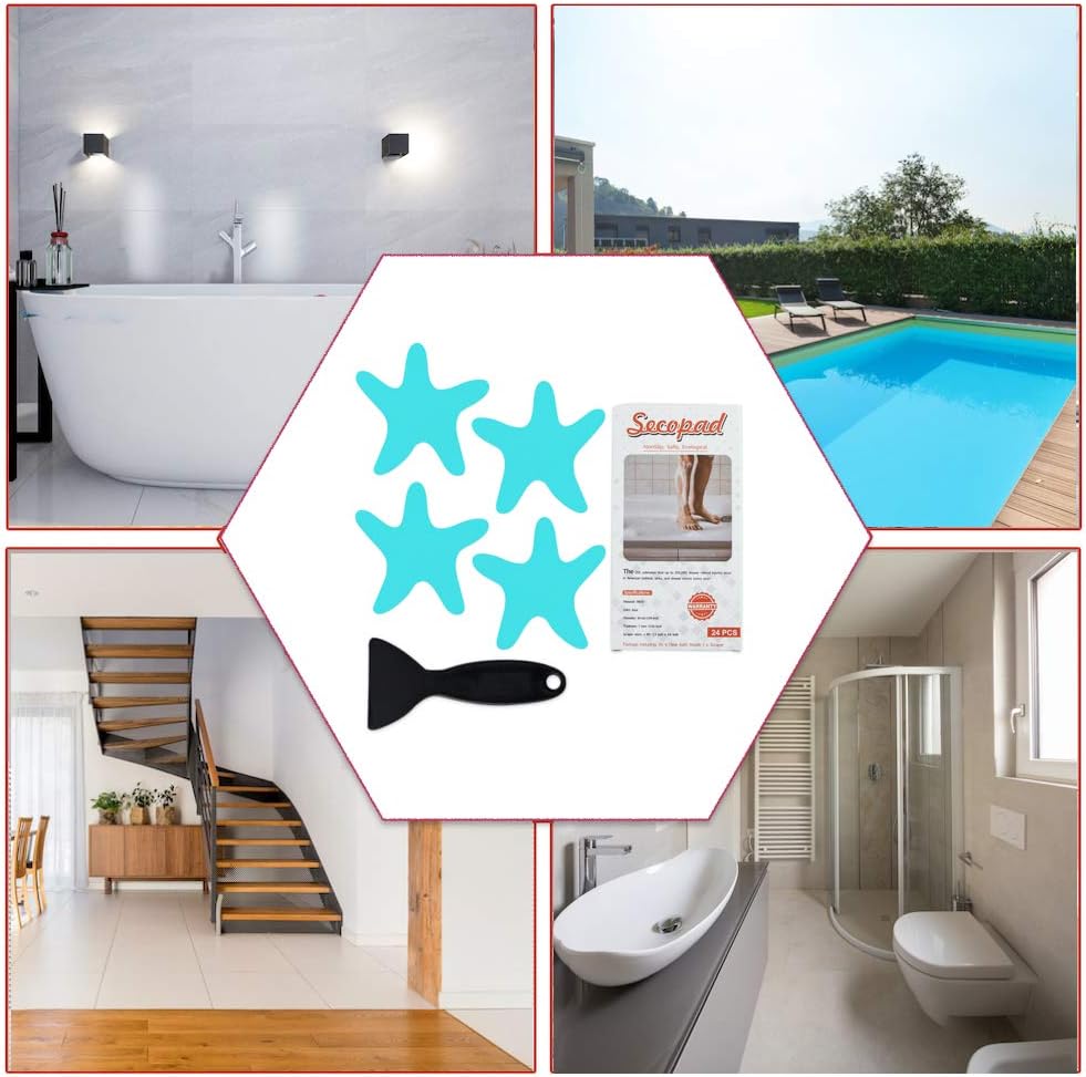 Secopad Anti-Slip Shower Stickers 24PCS Blue