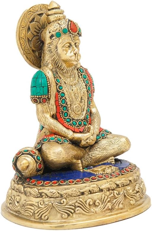Statuestudio Sitting Hanuman Brass Statue 7Inch