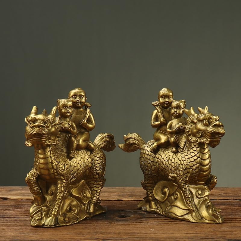 Usoway Gold Brass Twin Child Blessing Figurine