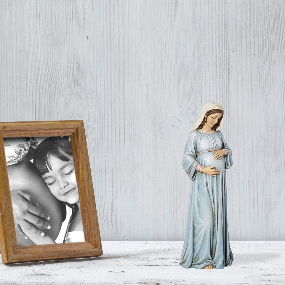 Inspirational Catholic Figurine - Mary Mother of God Sculpted Resin Statue 8 Inch