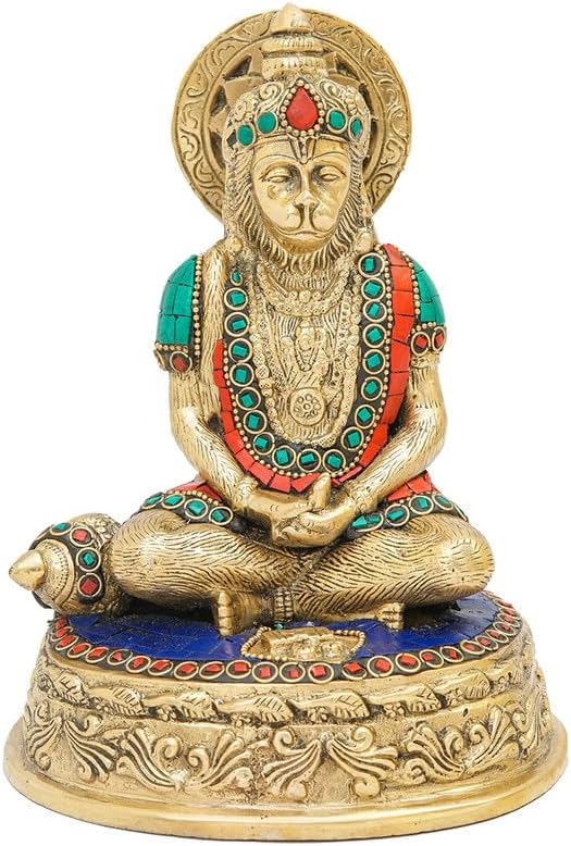 Statuestudio Sitting Hanuman Brass Statue 7Inch