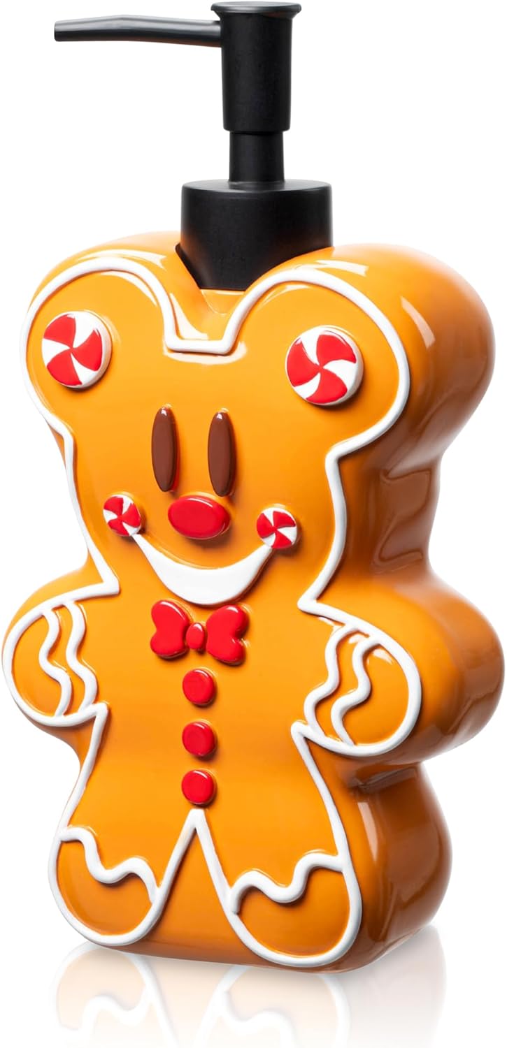 Jay Franco Disney Mickey Mouse Lotion Dispenser - Brown Resin Gingerbread Soap Holder