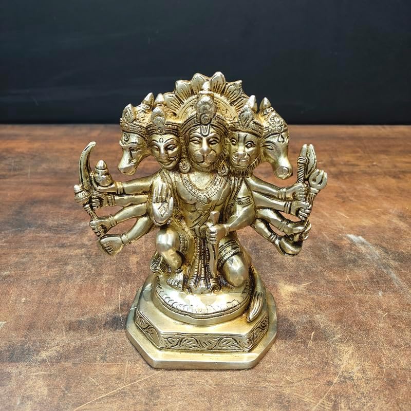 Statuestudio Panchmukhi Hanuman Statue 7 Inch Brass