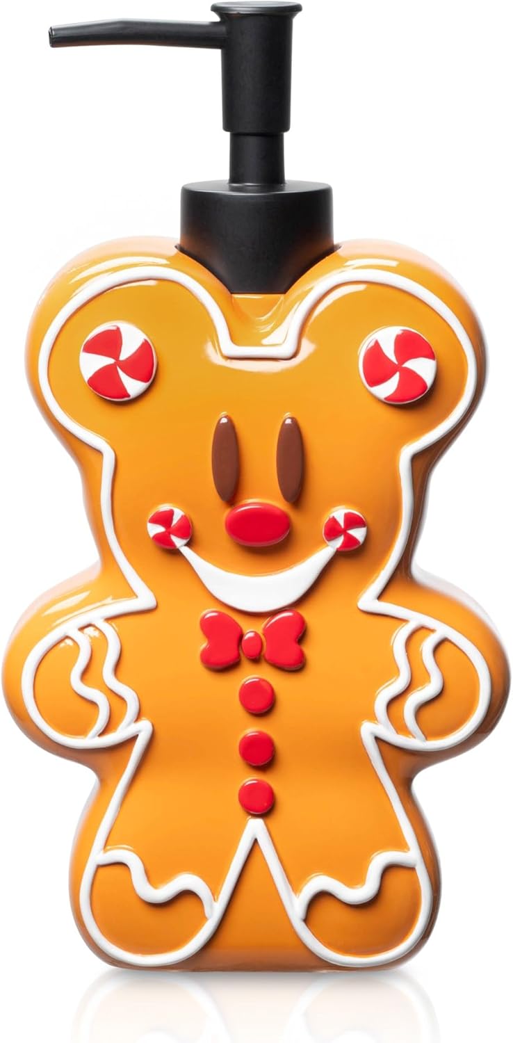 Jay Franco Disney Mickey Mouse Lotion Dispenser - Brown Resin Gingerbread Soap Holder