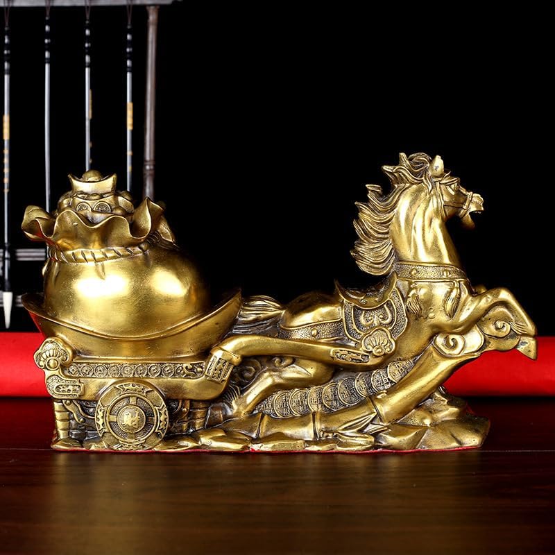Usoway Brass Chinese Money Cart Figurine Luxury Business Gift