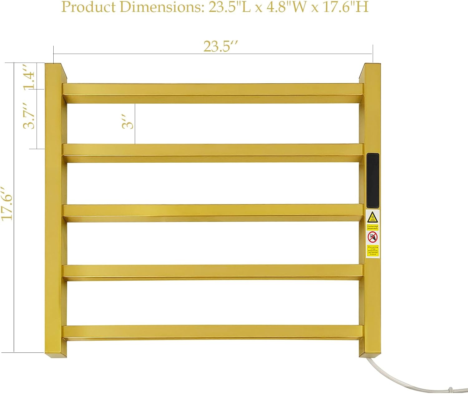 Alltiett 5 Bars Heated Towel Rack Wall Mounted