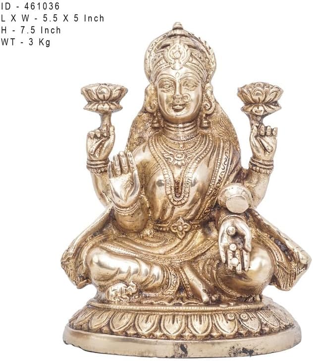 Statuestudio Goddess Lakshmi Brass Statue 75 Inch 1