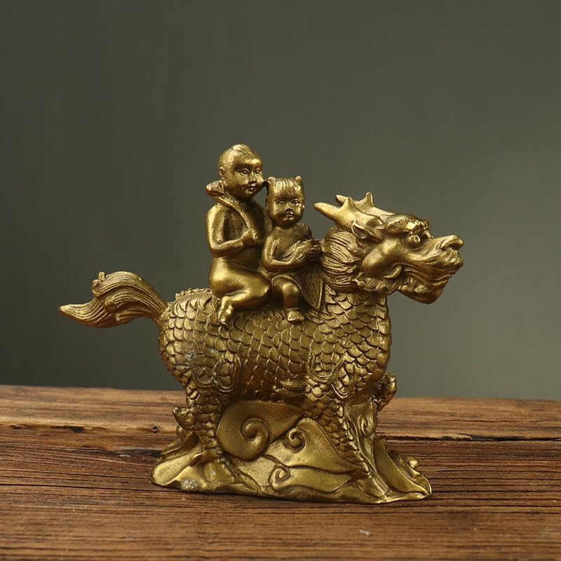 Usoway Gold Brass Twin Child Blessing Figurine