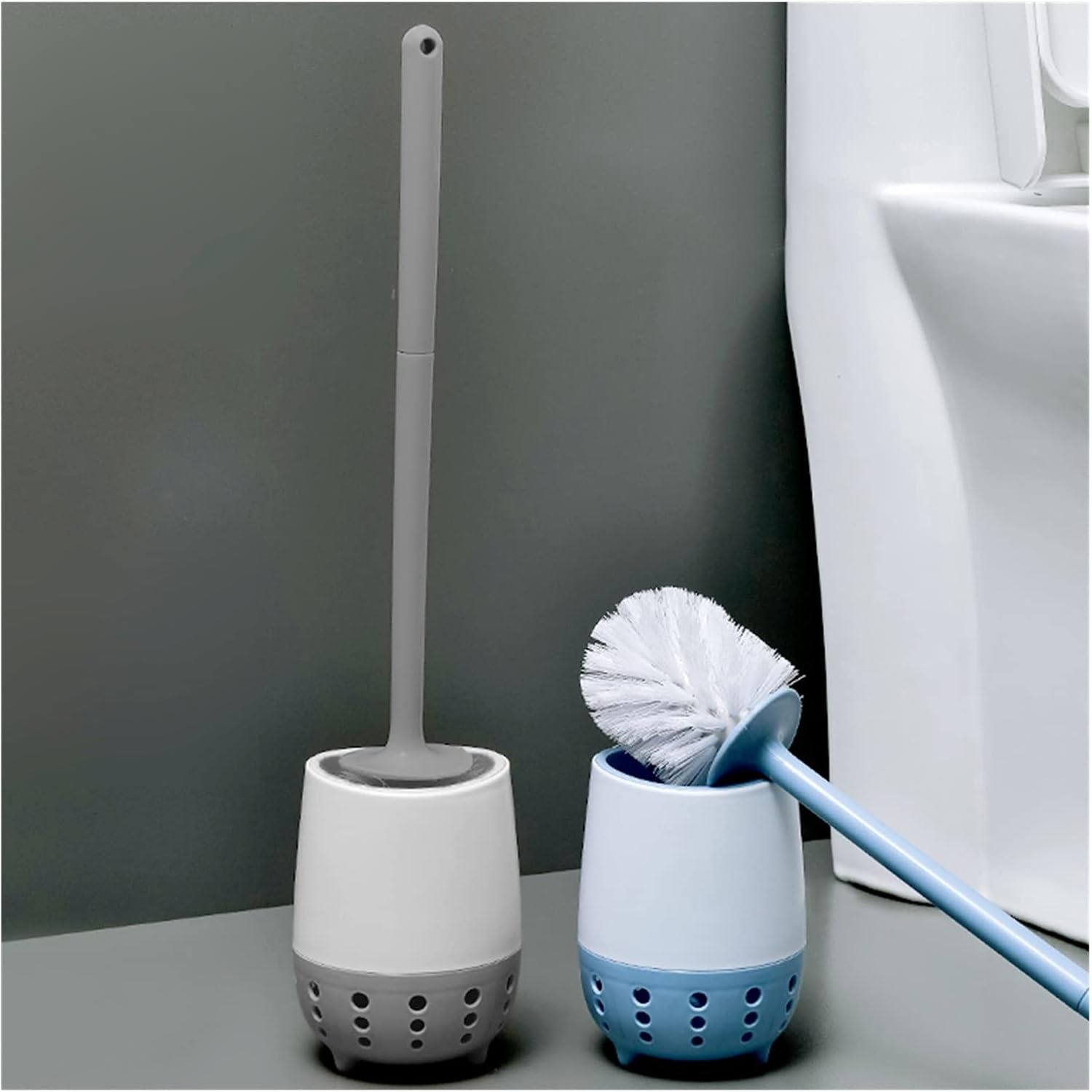 Plastic Toilet Brush with Replaceable Head - Blue 1