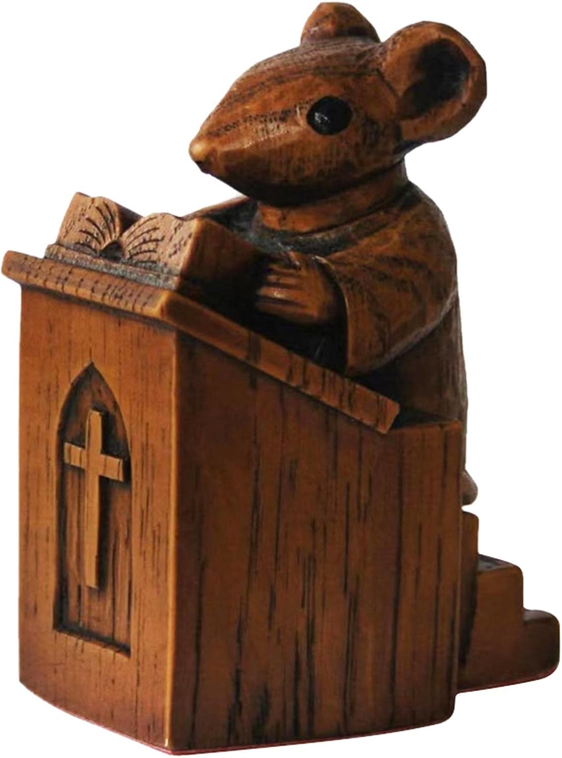 GAIBIJA Yuhoo Church Mouse Statue 10 Inch Wooden Sculpture