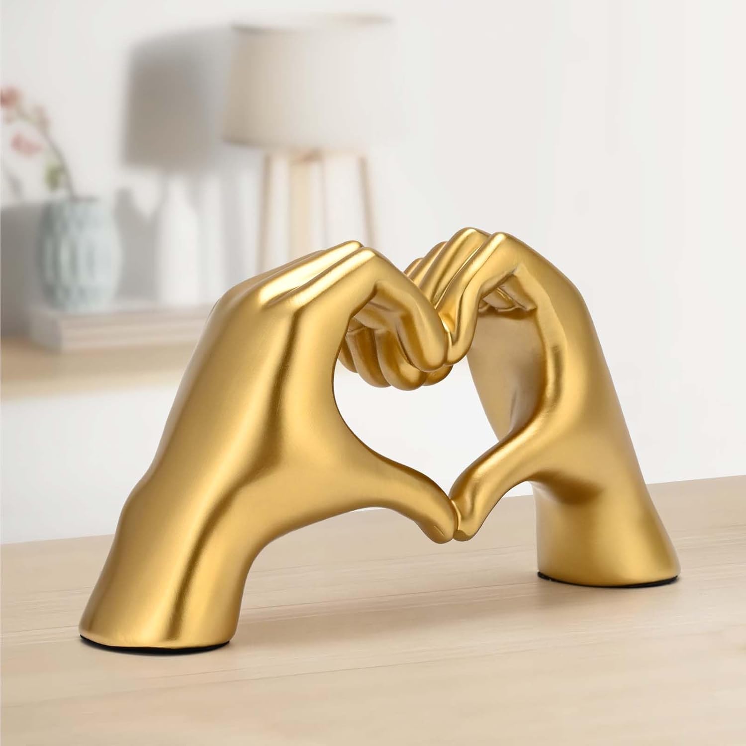 Heart Hands Sculpture Gold Resin Home Decor 1