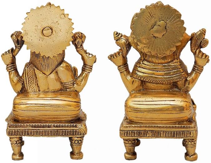 Statuestudio Sitting Ganesha Lakshmi Brass Statue