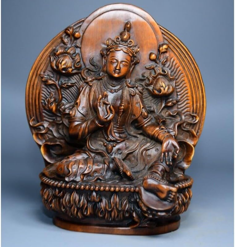 LimpaC Handmade Boxwood Tara Guanyin Statue Decor 1