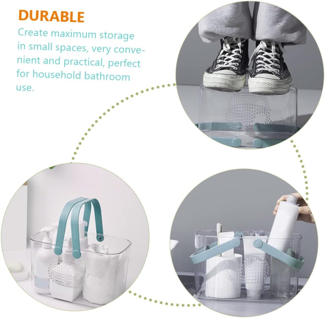 FOYTOKI Portable Plastic Bathroom Organizer Basket with Handle 1