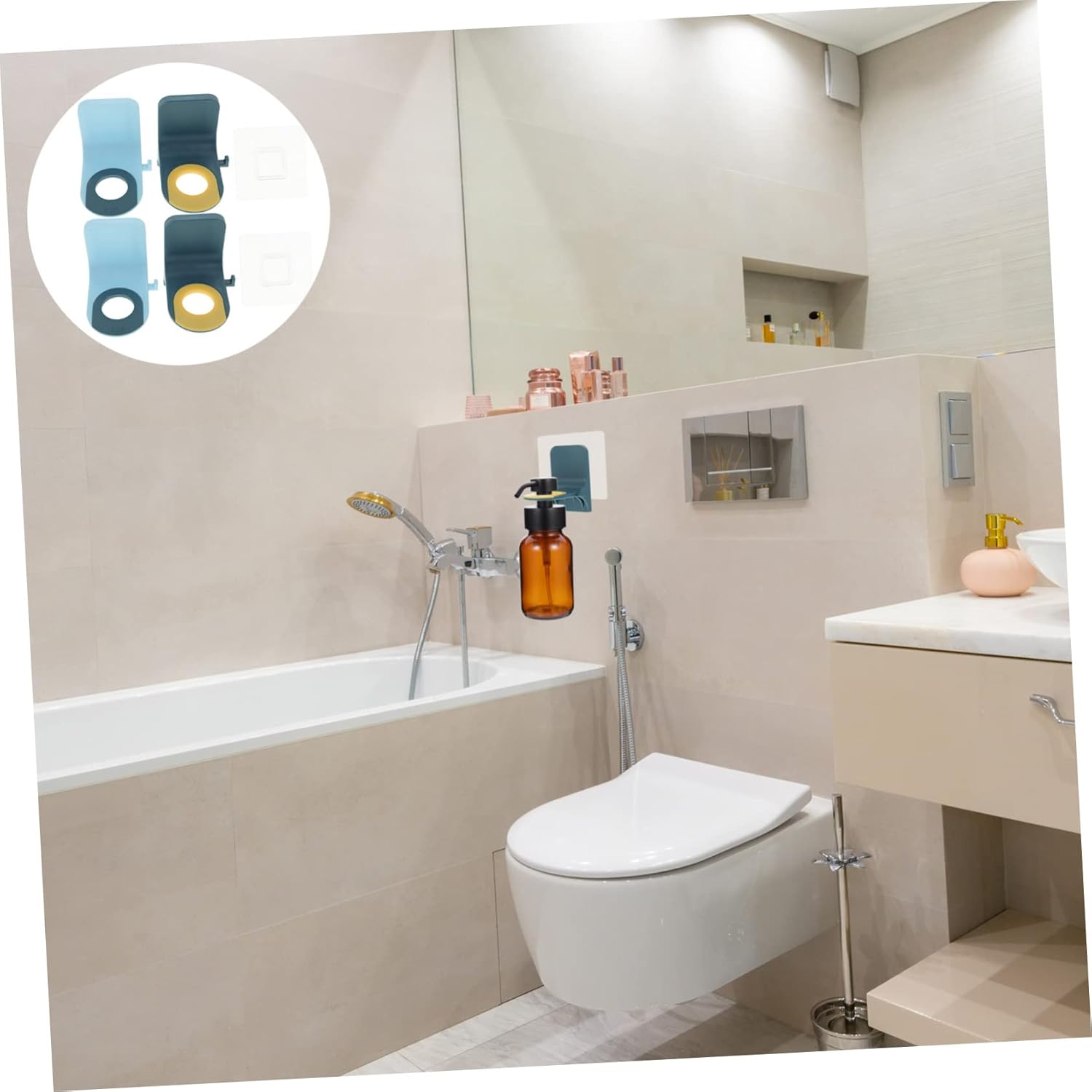 ULTECHNOVO 4Pcs Wall-Mounted Shampoo Holder Organizer