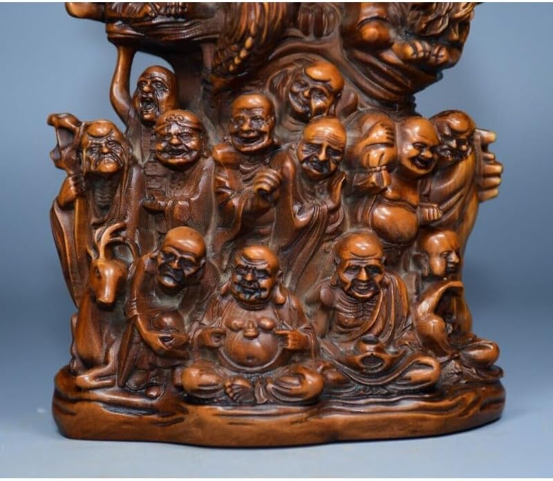LimpaC Boxwood Buddha Eighteen Arhat Statue Decor