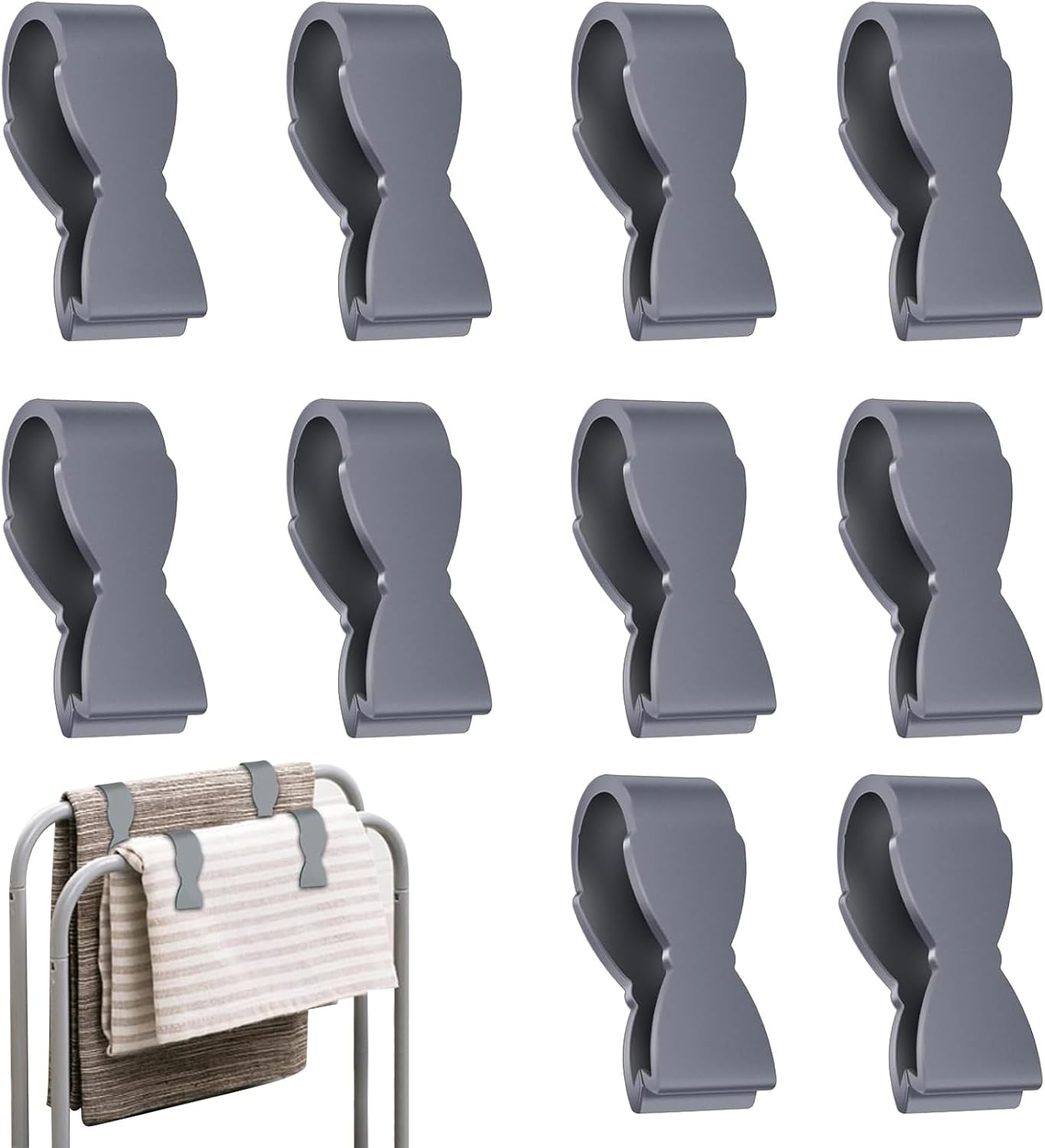 10pcs Grey Durable Towel Clips for Kitchen and Bathroom