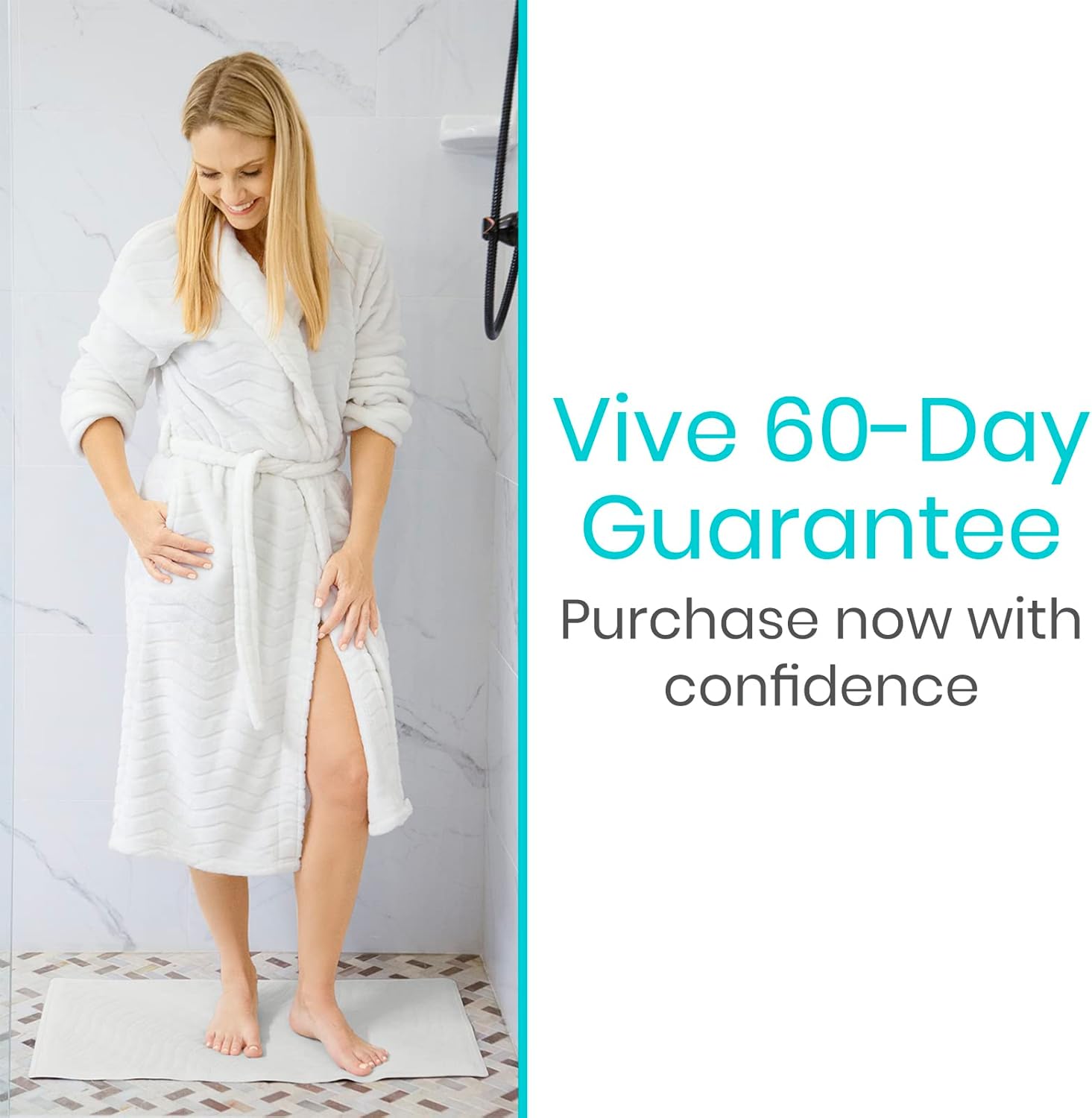 Vive Non-Slip Bath Mat with Suction Cups - 28 x 16 XL