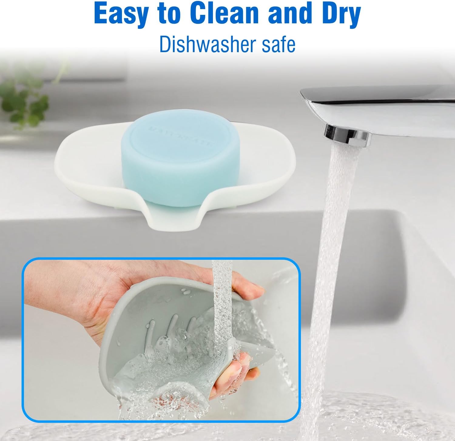 3 Pack Soap Bar Holder Quick Drainage Silicone Dishwasher Safe White
