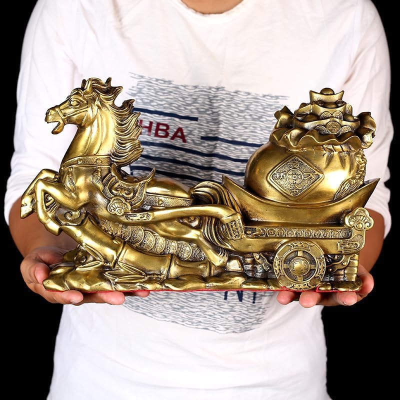 Usoway Brass Chinese Money Cart Figurine Luxury Business Gift