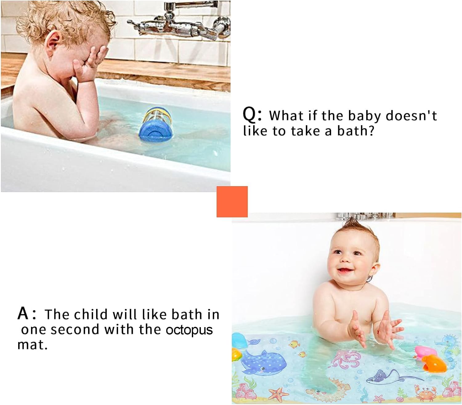 Secopad Kids Bath Mat Non Slip Pink Octopus 40x16