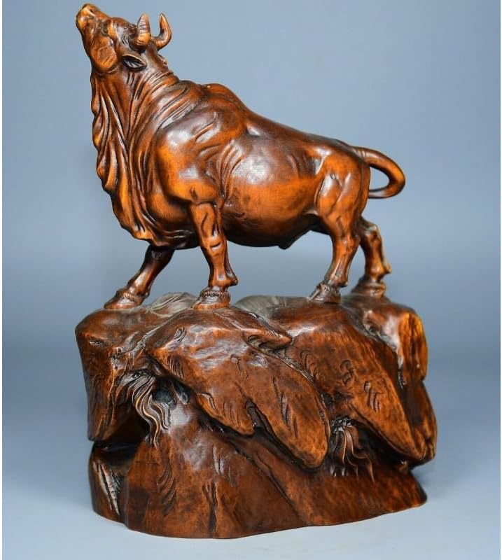 Handcrafted Home Decor Mini Boxwood Zodiac Ox Pine Tree Statue