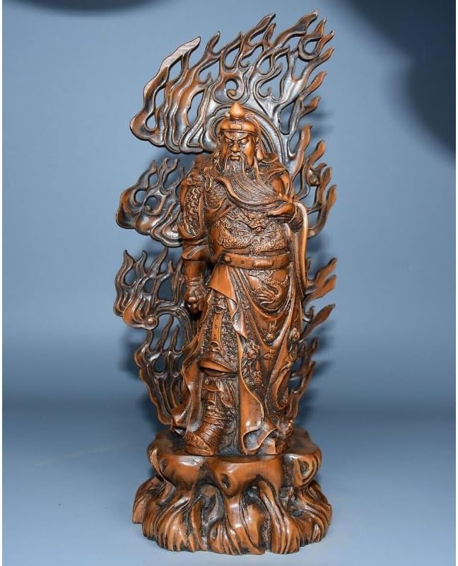 Handcrafted Boxwood Guan Gong Yu Warrior God Statue
