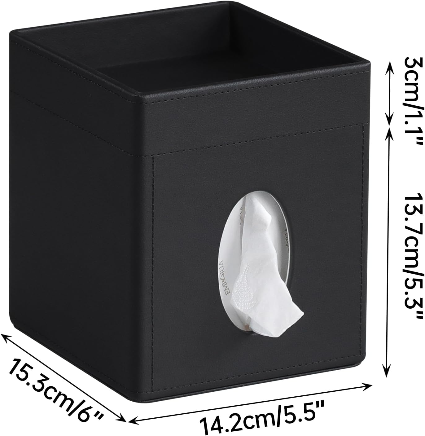Black PU Leather Tissue Box Cover Holder