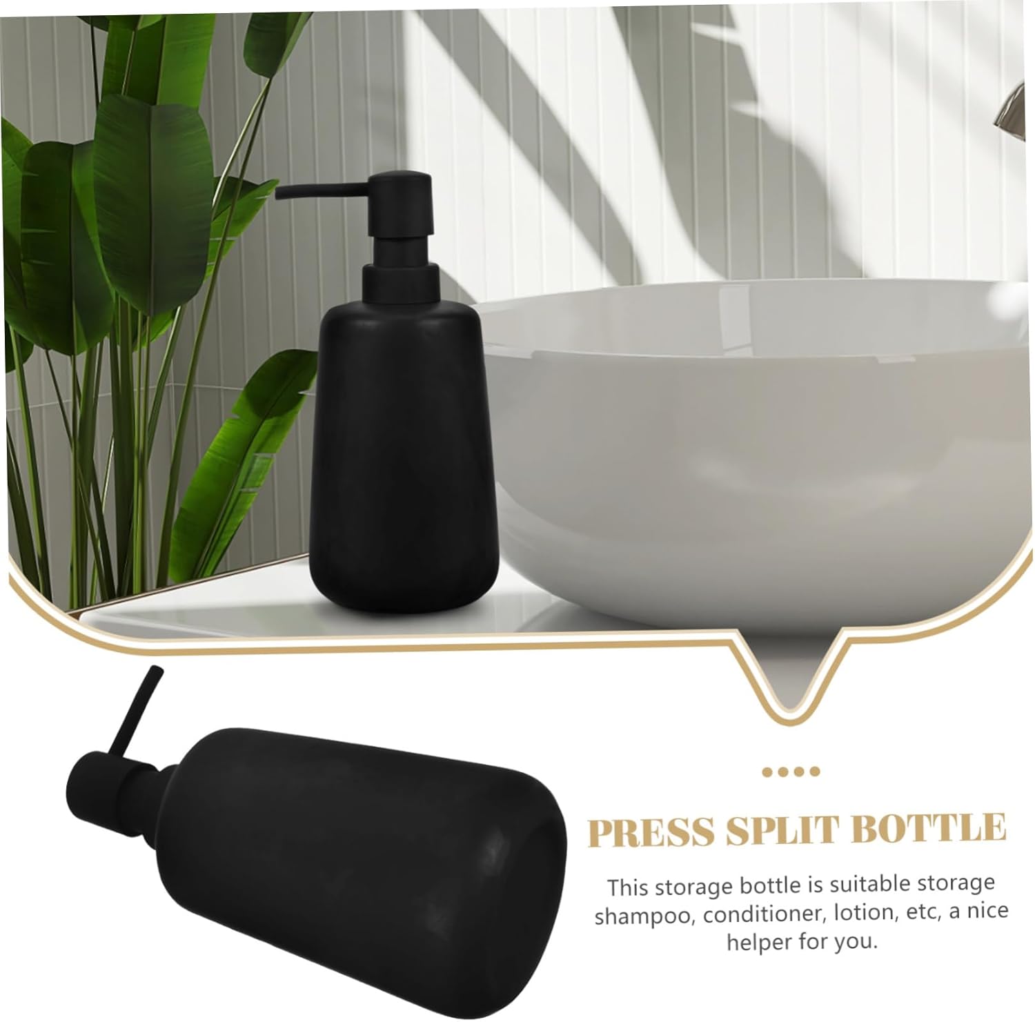 FRCOLOR Ceramic Lotion Dispenser Durable Refillable Soap Shampoo Bottle