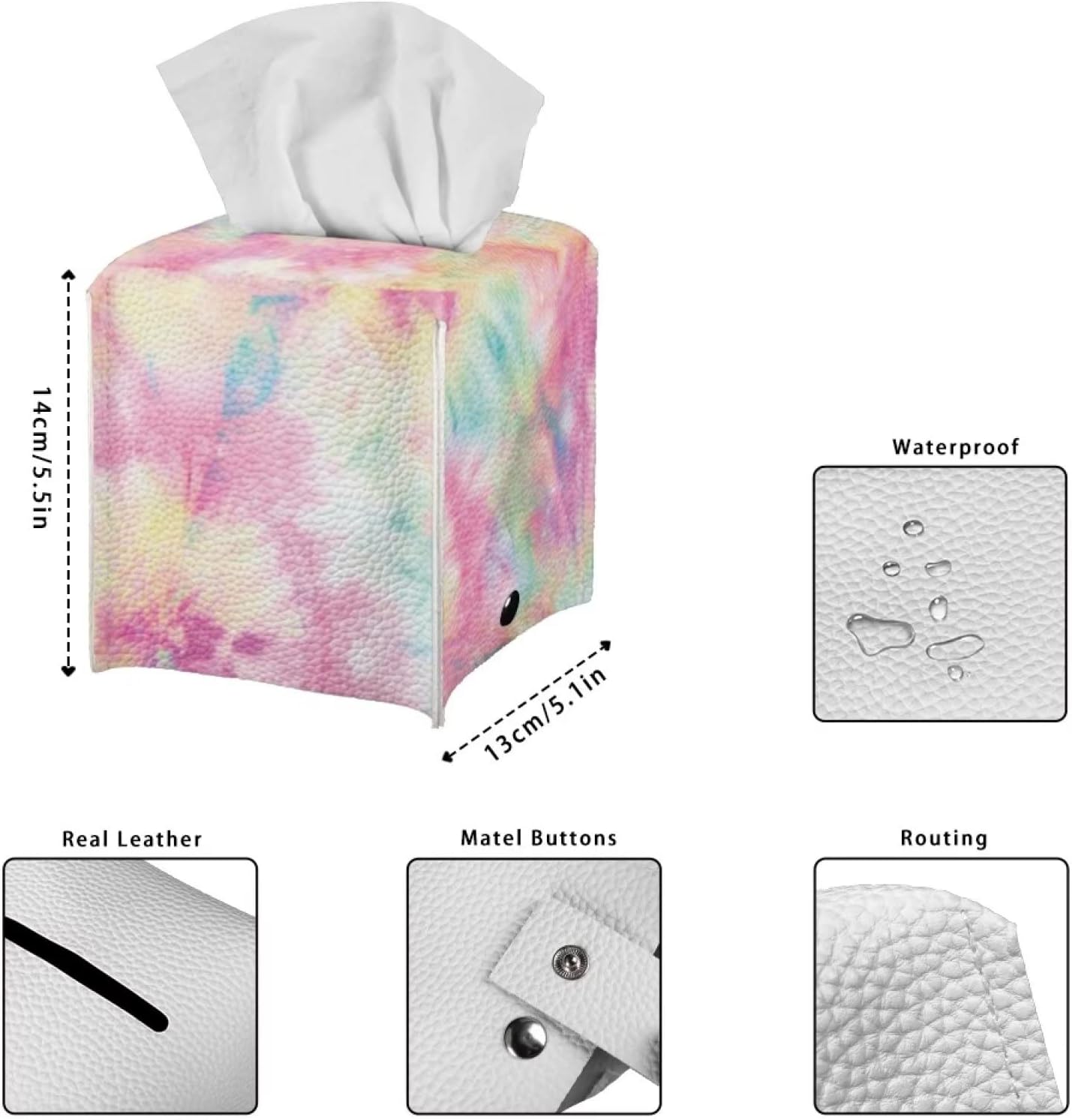 AFPANQZ Tie Dye Tissue Box Cover for Bathroom Office Bedroom