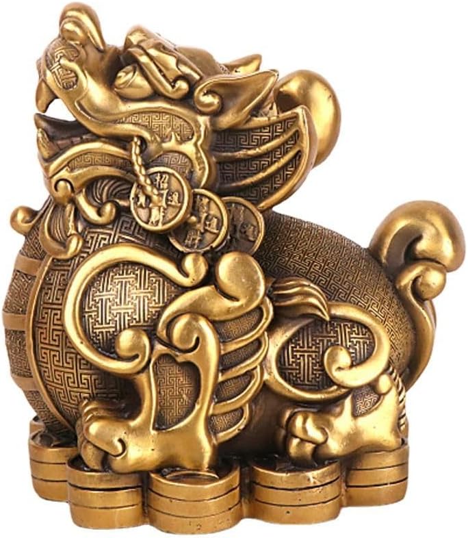 Usoway Brass Qilin Statue - Collectible Decor Accents