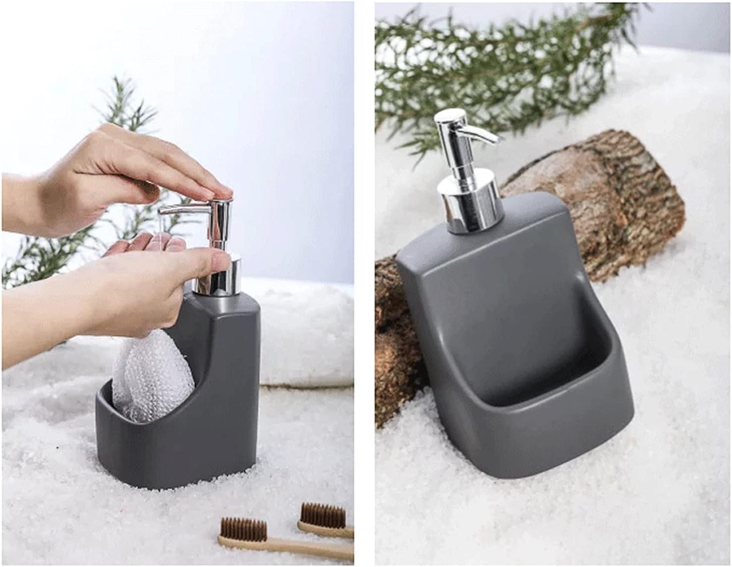 Liquid Ceramic Dish Soap Dispenser with Sponge Holder 137oz