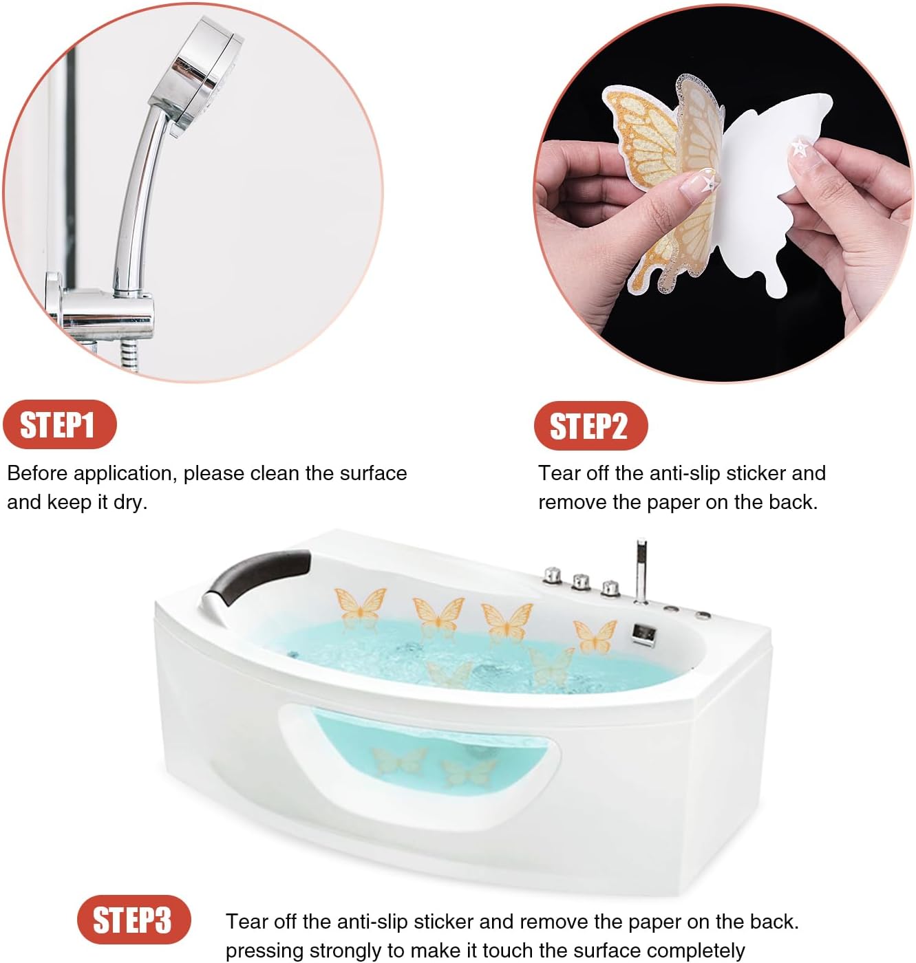 20 PCS Non Slip Bathtub Stickers with Premium Scraper