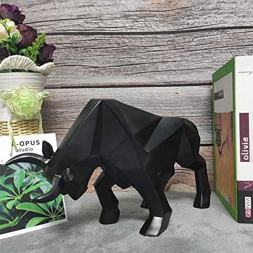 ASNOMY Black Bull Polyresin Statue Home Decor
