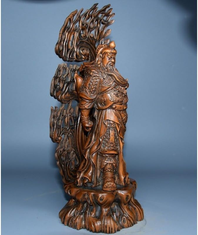 Handcrafted Boxwood Guan Gong Yu Warrior God Statue