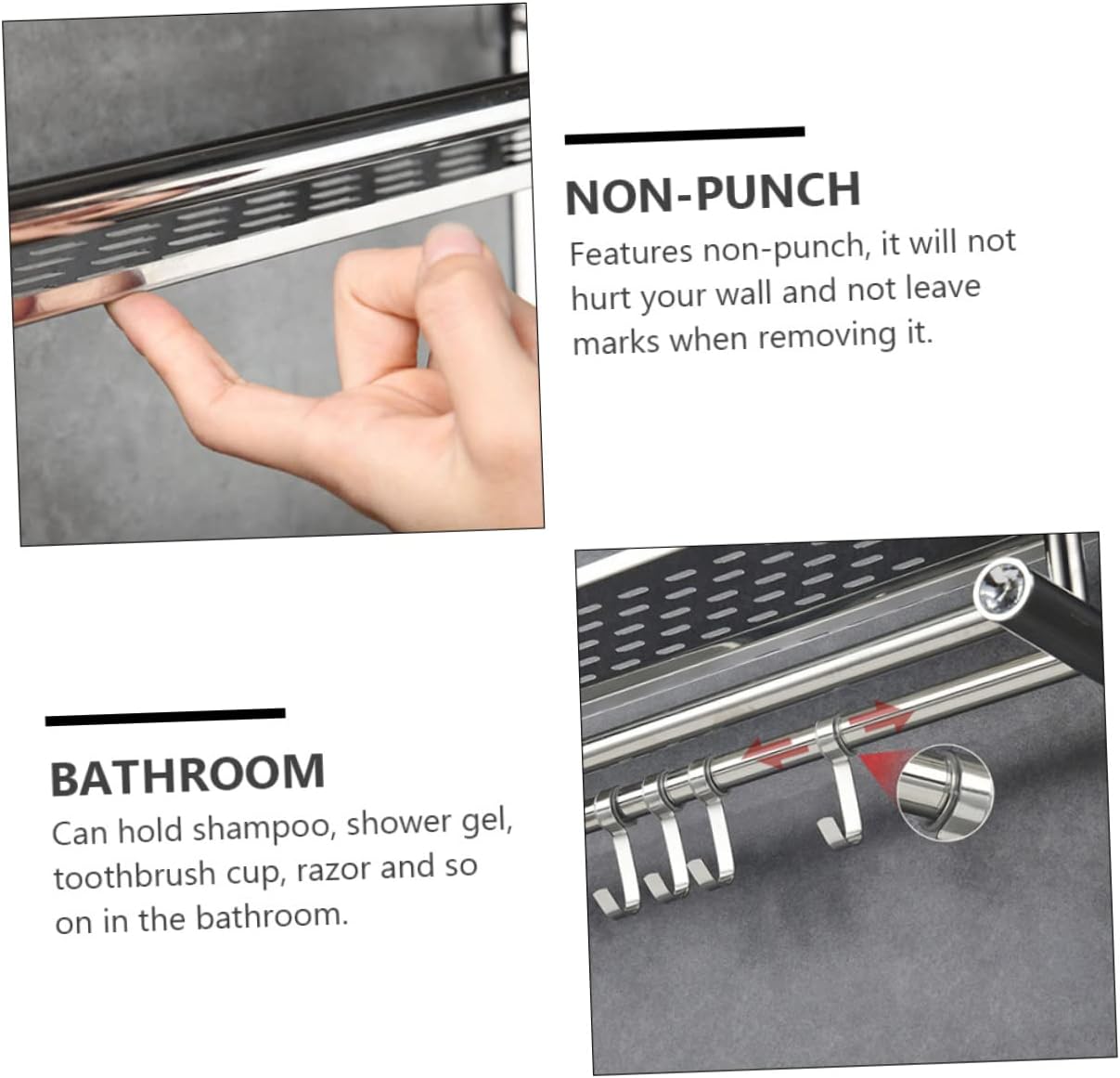 Cabilock Stainless Steel Storage Rack Over Toilet No Drilling 1