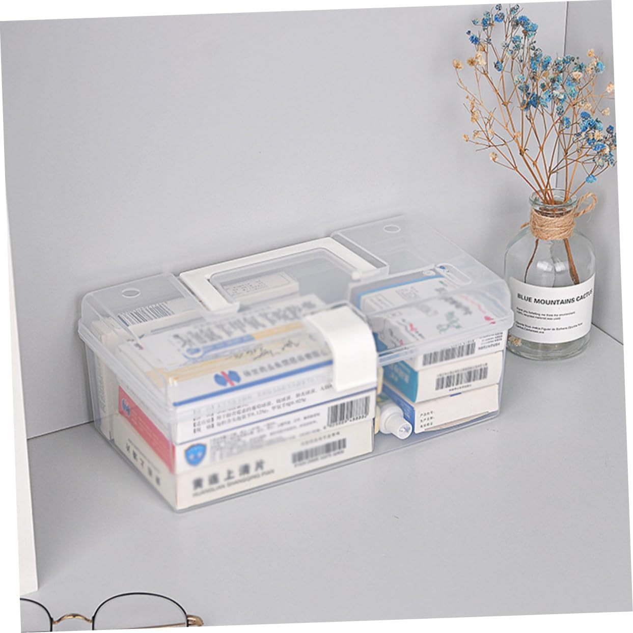 2pcs Plastic Medicine Storage Box Organizer