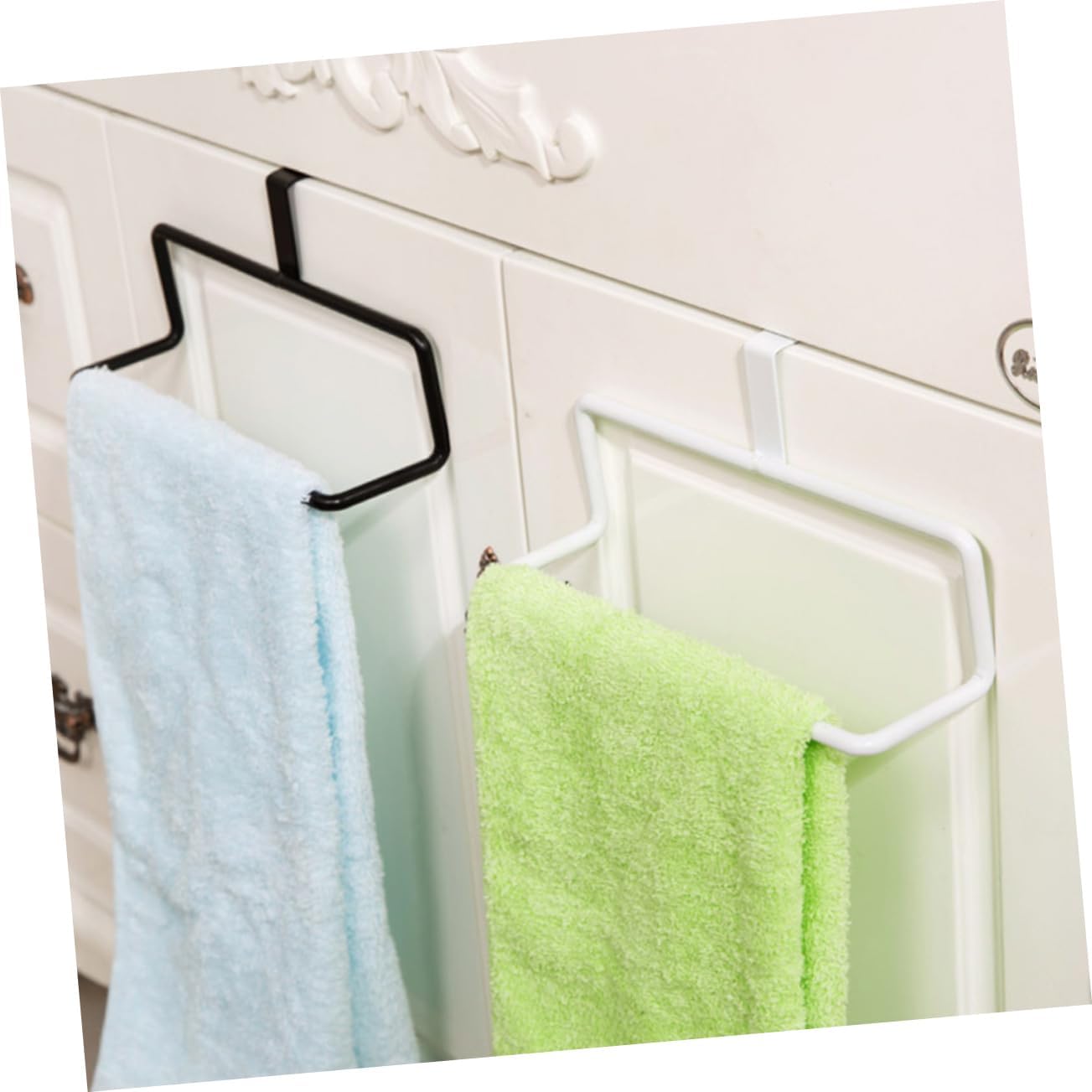 NUOBESTY 2Pcs No Perforation Towel Rack Black and White 1
