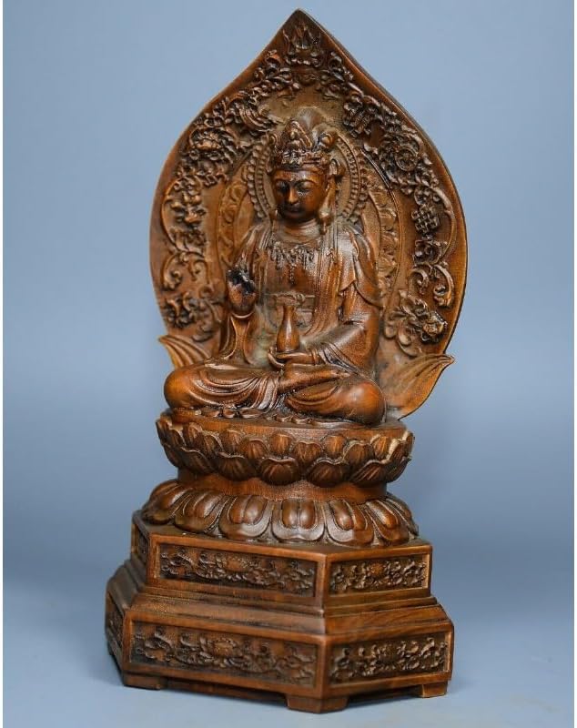 Handcrafted Boxwood Avalokitesvara Meditation Statue
