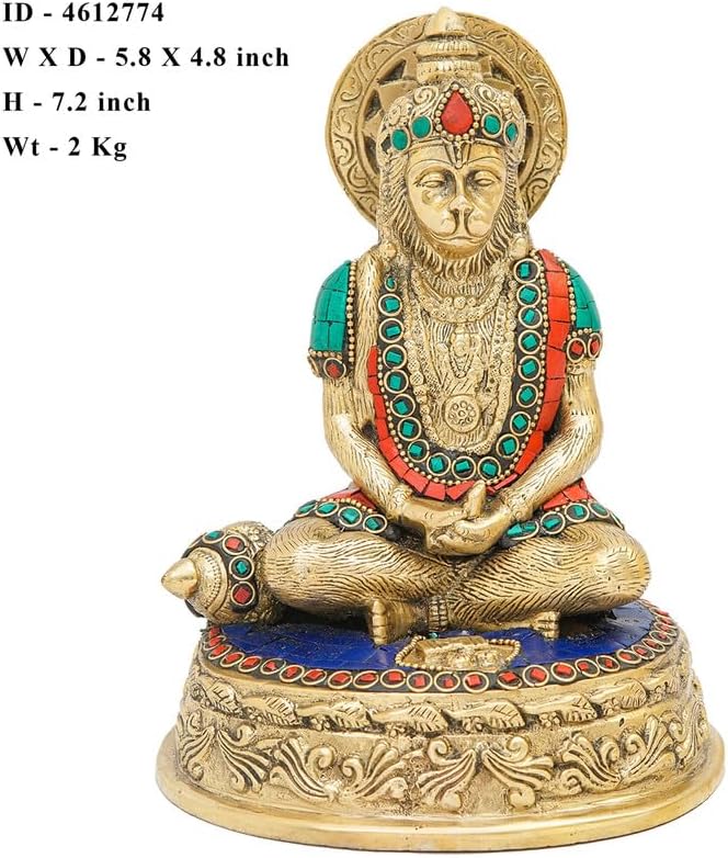 Statuestudio Sitting Hanuman Brass Statue 7Inch