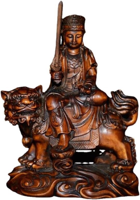 LimpaC Mini Boxwood Manjusri Bodhisattva Statue