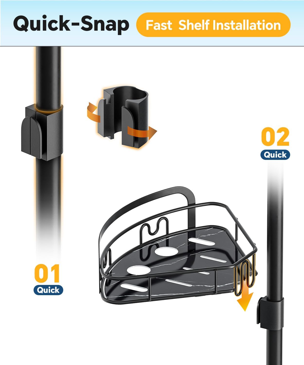 EUHOME Corner Shower Caddy Tension Pole 4-Tier Organizer