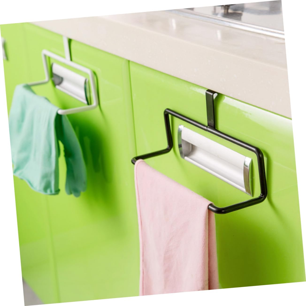 NUOBESTY 2Pcs No Perforation Towel Rack Black and White 1
