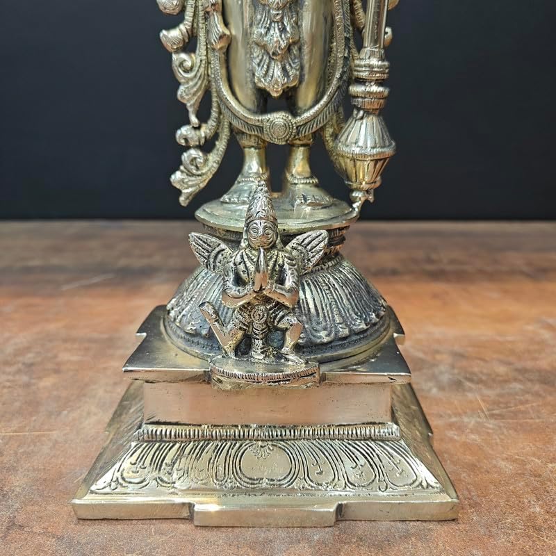 Statuestudio Lord Vishnu Standing Idol - 145 Inch Brass Gold Statue