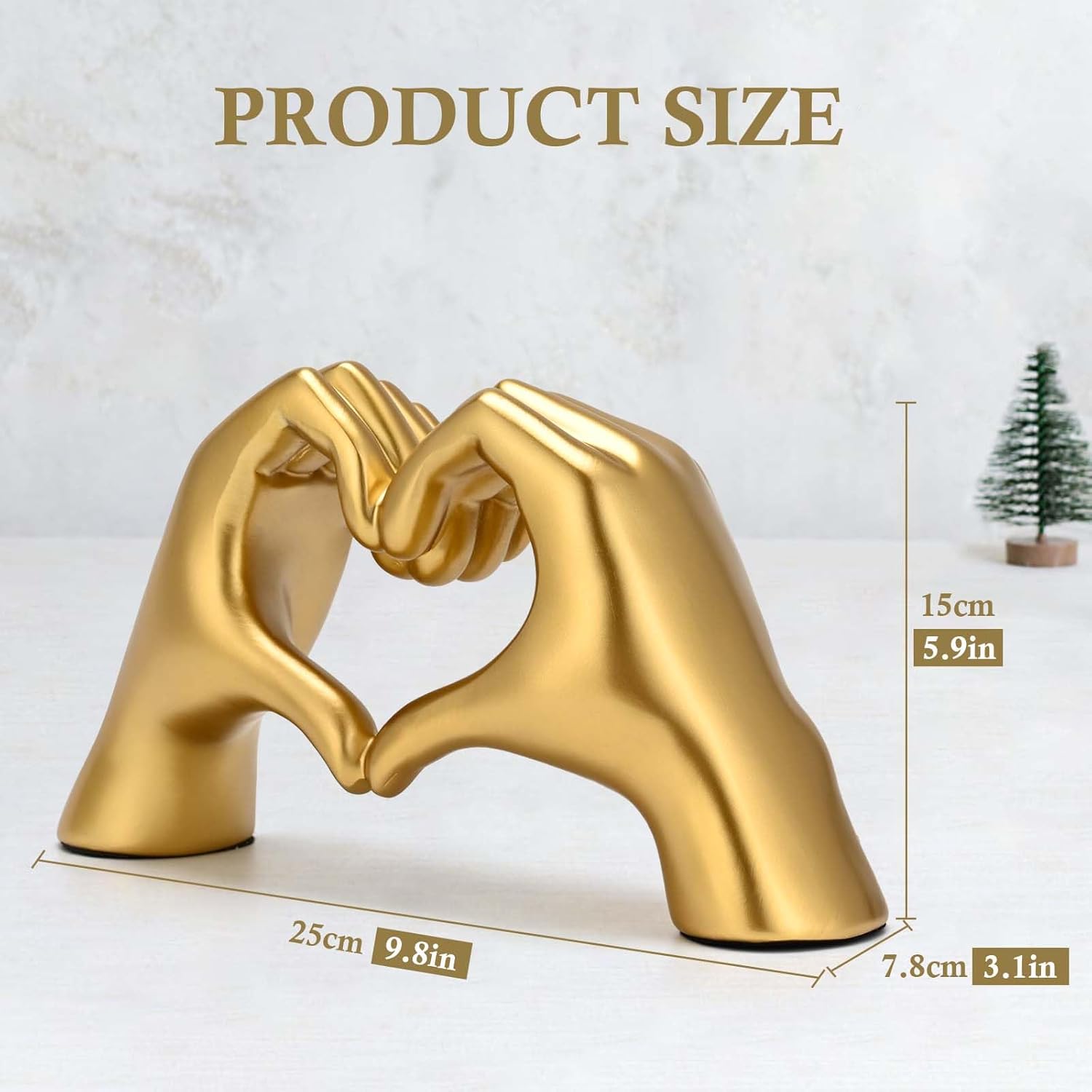 Heart Hands Sculpture Gold Resin Home Decor 1