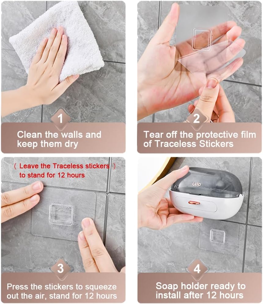 NICAVKIT 2 Pack Shower Soap Holder with Lid and Drain